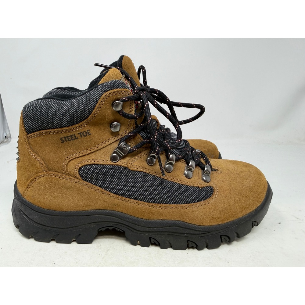 Brahma Work Boots Women 7.5 Blaze Brown Steel Toe Oil Resistant EUC